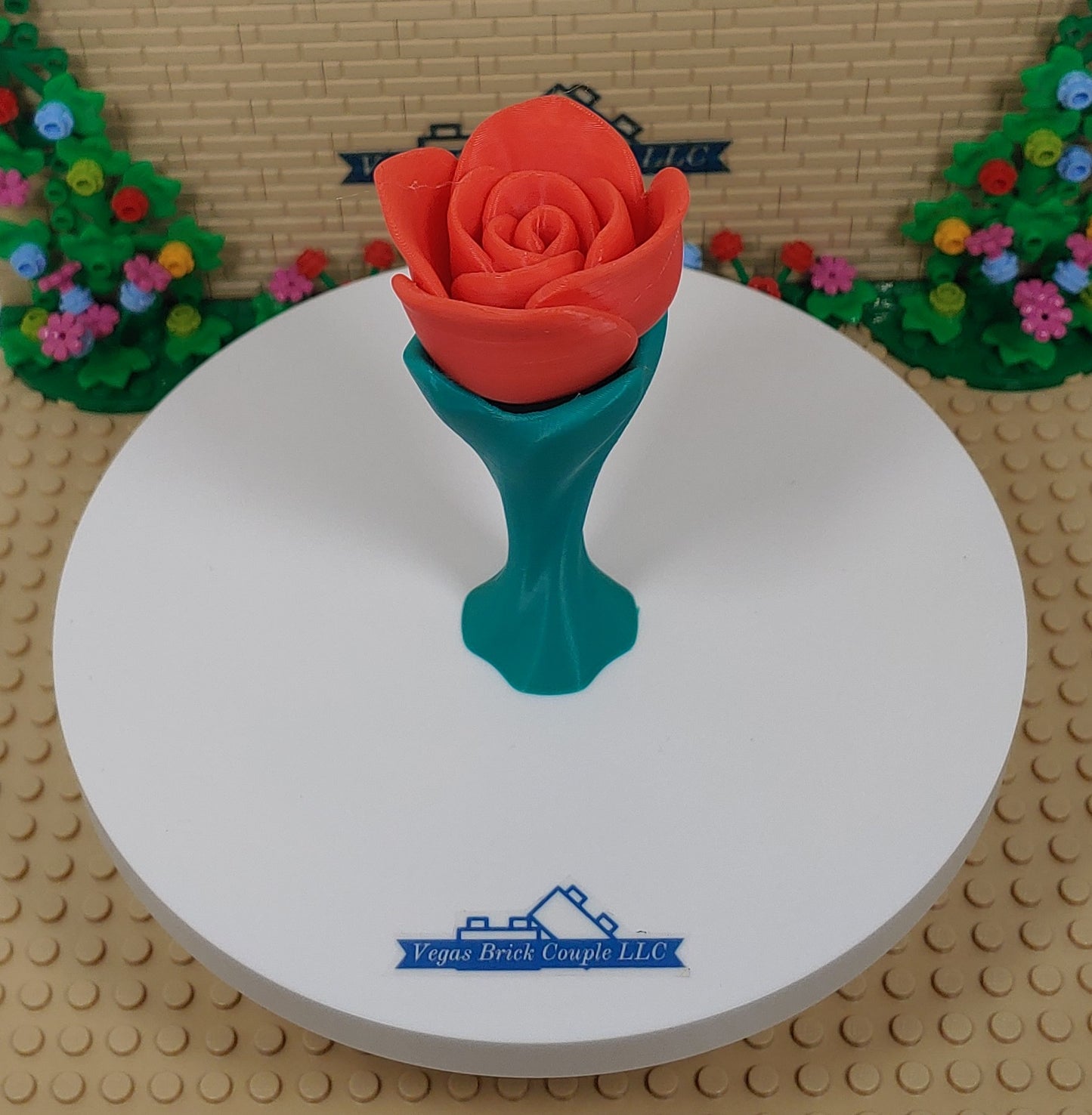 Small Standing Rose with Taller Stem Multiple Colors Available Custom Handmade 3D Printed