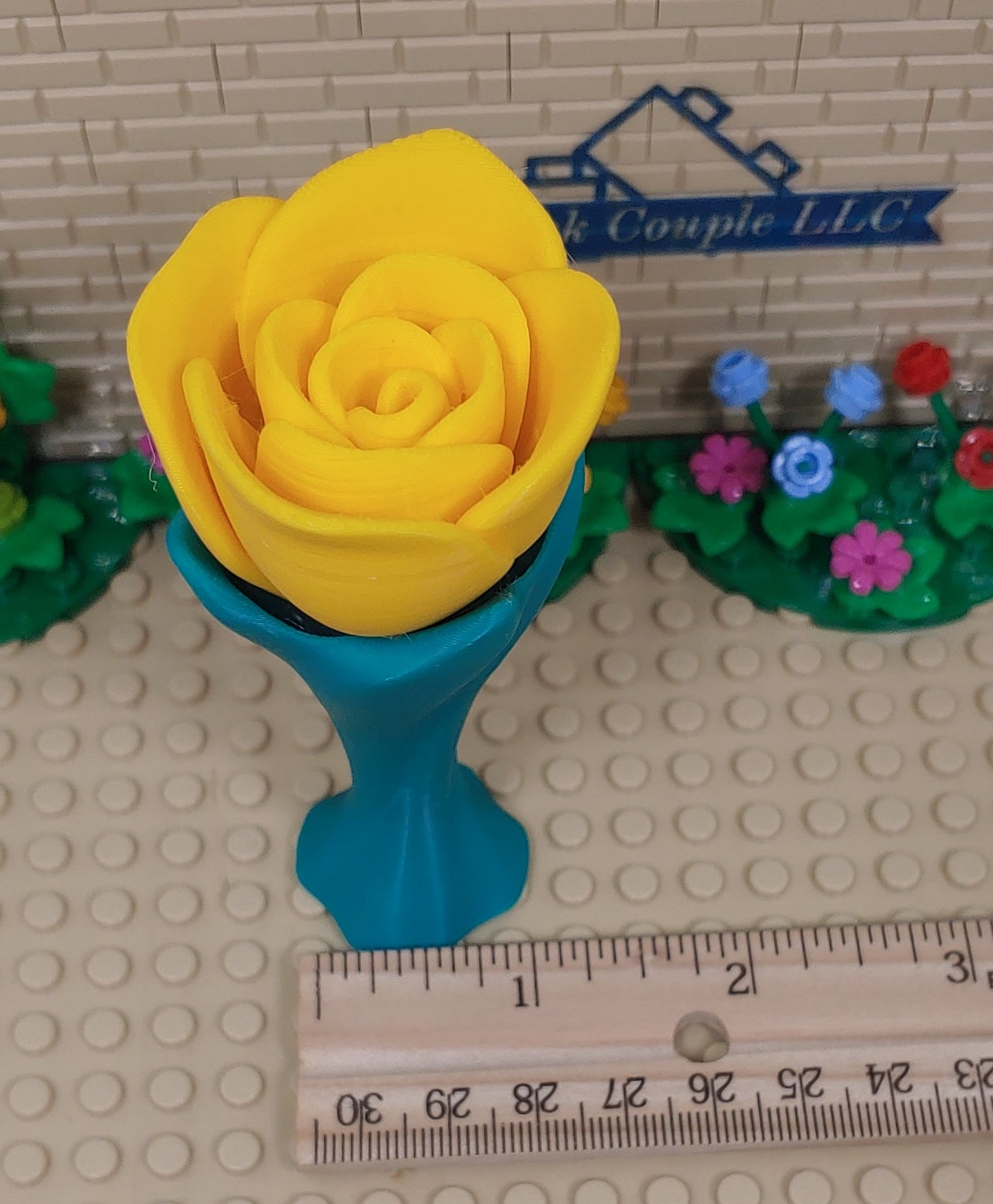 Small Standing Rose with Taller Stem Multiple Colors Available Custom Handmade 3D Printed