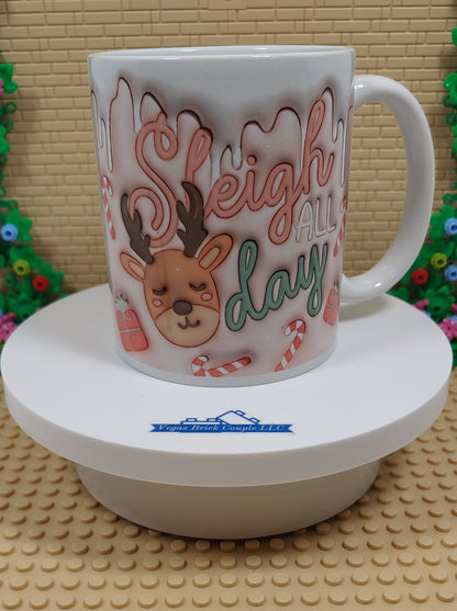 Cute Sleigh ALL day Christmas 11 oz Coffee Mug