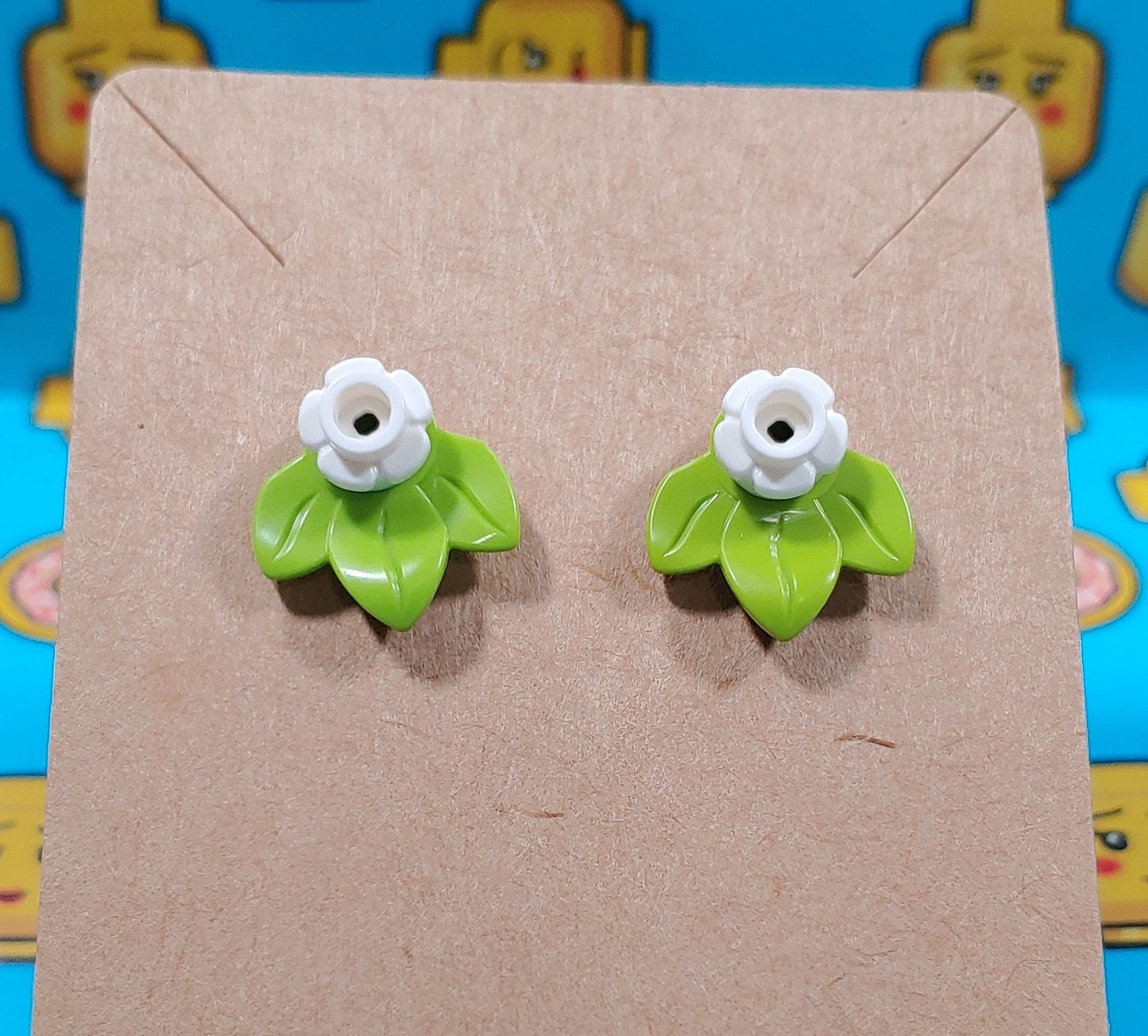 Lego® Flower and Leaf Stud Earrings Multiple Colors Available Custom Handmade