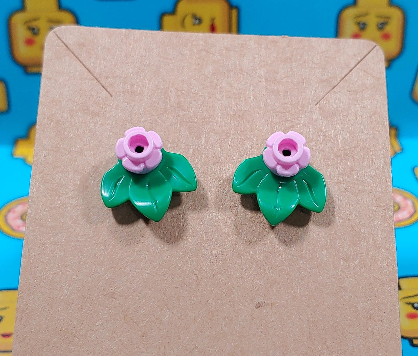 Lego® Flower and Leaf Stud Earrings Multiple Colors Available Custom Handmade