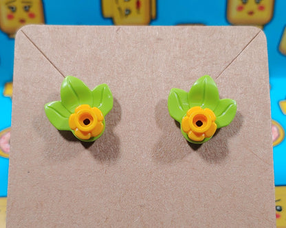 Lego® Flower and Leaf Stud Earrings Multiple Colors Available Custom Handmade